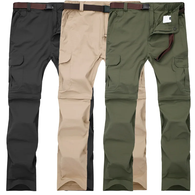 Men\'s Cargo Pants Spring/Summer Removable Khaki Pants Mens Quick Dry BreathableTrousers Male Casual Pants Plus size 6XL 7XL