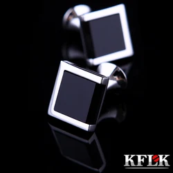 KFLK Jewelry shirt cufflinks for mens Brand Black cuff link Wholesale bouton High Quality Luxury Wedding Male Gift guests