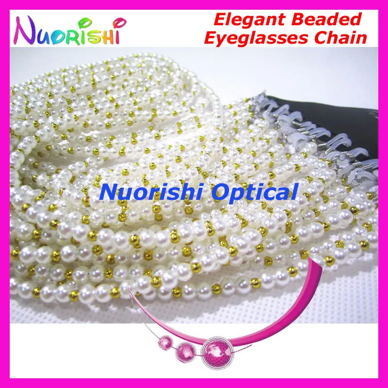 

12pcs Nice Steel Wire Rope Beaded Pearl Eyeglasses Sunglasses Eyewear Spectacle Chain Cords Lanyard free shipping L837