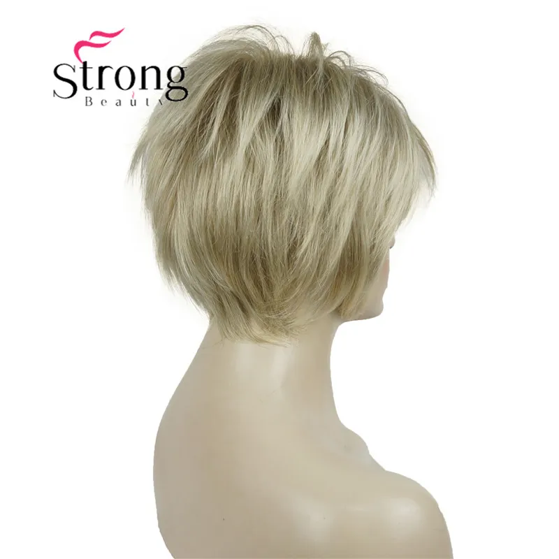 StrongBeauty Short Layered Blonde Thick Fluffy Full Synthetic Wig Heat Ok