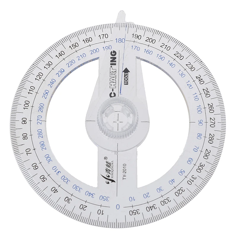 1PCS Round Ruler Patchwork Ruler 360 Degree Pointer Protractor Ruler Angle Finder Swing Arm For School Office Supplies Plastic