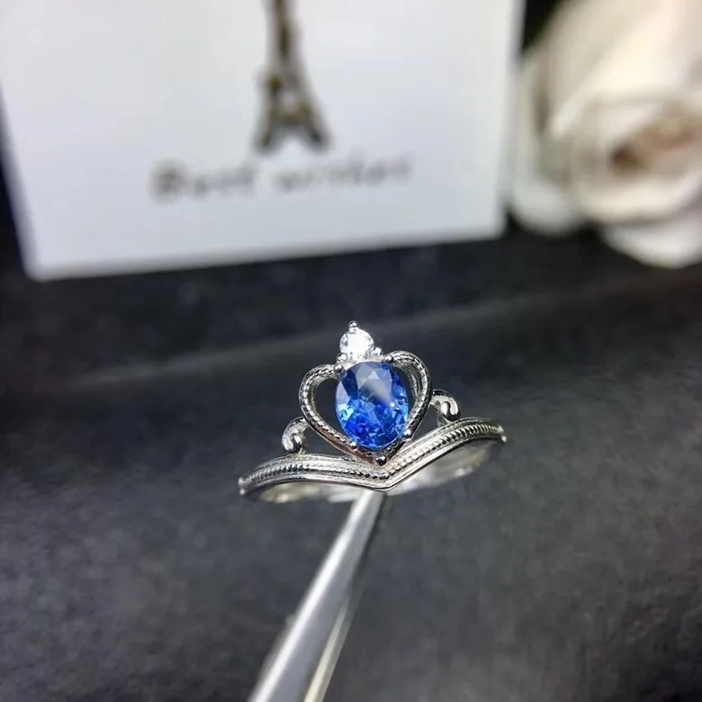 Engagement Ring ,Weding Ring Natural real blue sapphire ring  925 sterling silver Fine handworked jewelry Finger rings