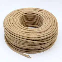 220-250V 2 Core 3 Core 0.75mm2 Vintage Hemp Cord Cable Round Cable Electrical Wire for Retro Light