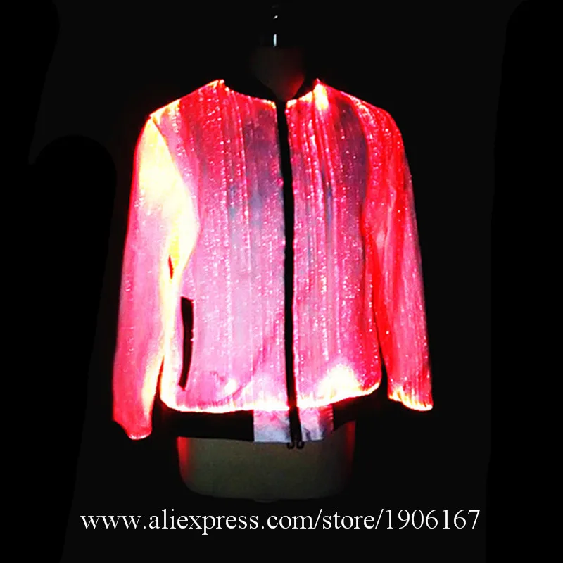 Led Luminous Fiber Optic Party Evening Jacket Colorful Led Light Up Stage Performance Dance Clothes Event Led Illuminated Wears