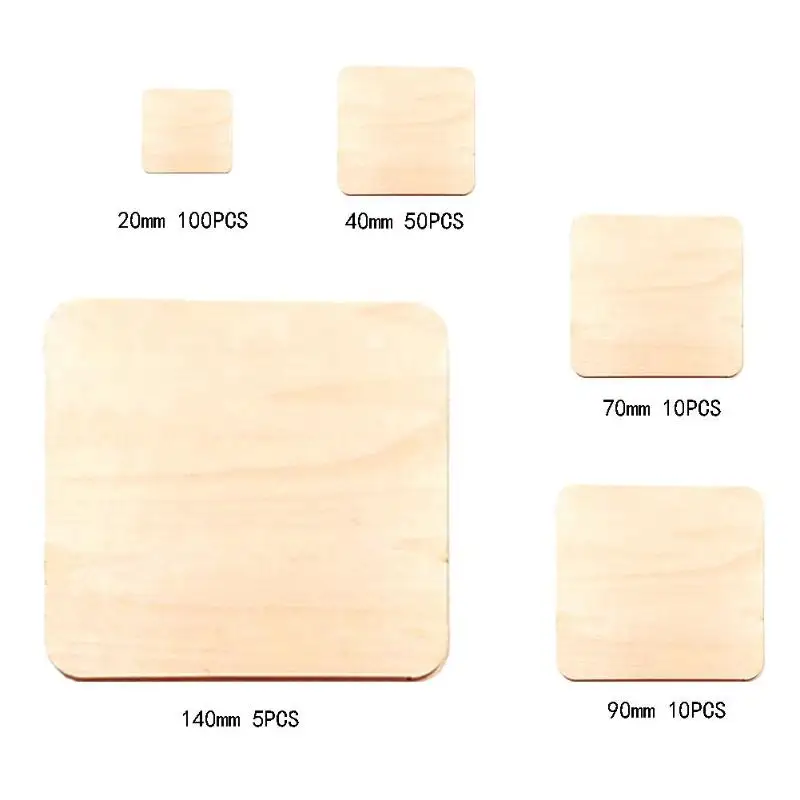 Trống Mảng Bám 5 Kích Thước Xây Dựng Mô Hình Vuông Thủ Công DIY Pyrography Dự Án Trò Chơi Thêu Sò Chưa Hoàn Thành Miếng Gỗ Bồ Đề