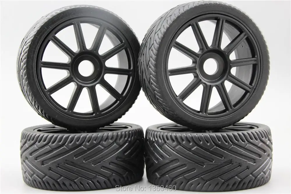 4pcs 1/8 Buggy Tire(Hunter) On Road Tyre 15% Reinforced Nylon Wheel (Black)fits for 1/8 Buggy GT XO-1 1/8 Tire 22068+26010