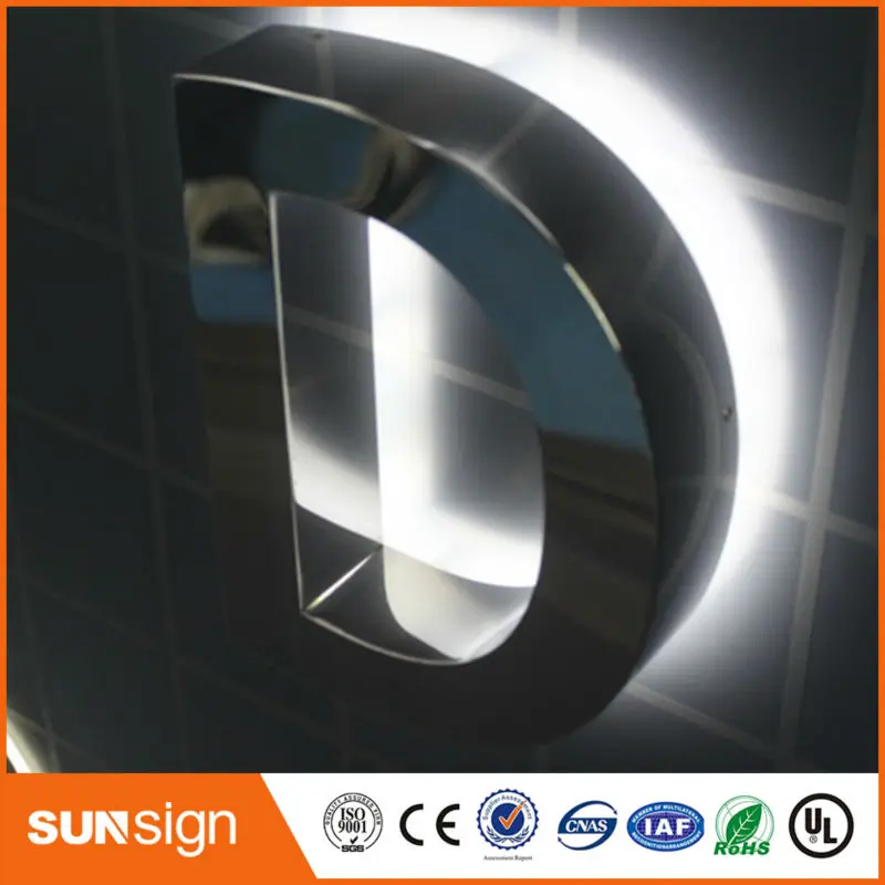 Hoge Kwaliteit Geborsteld Rvs Front Backlit Letters
