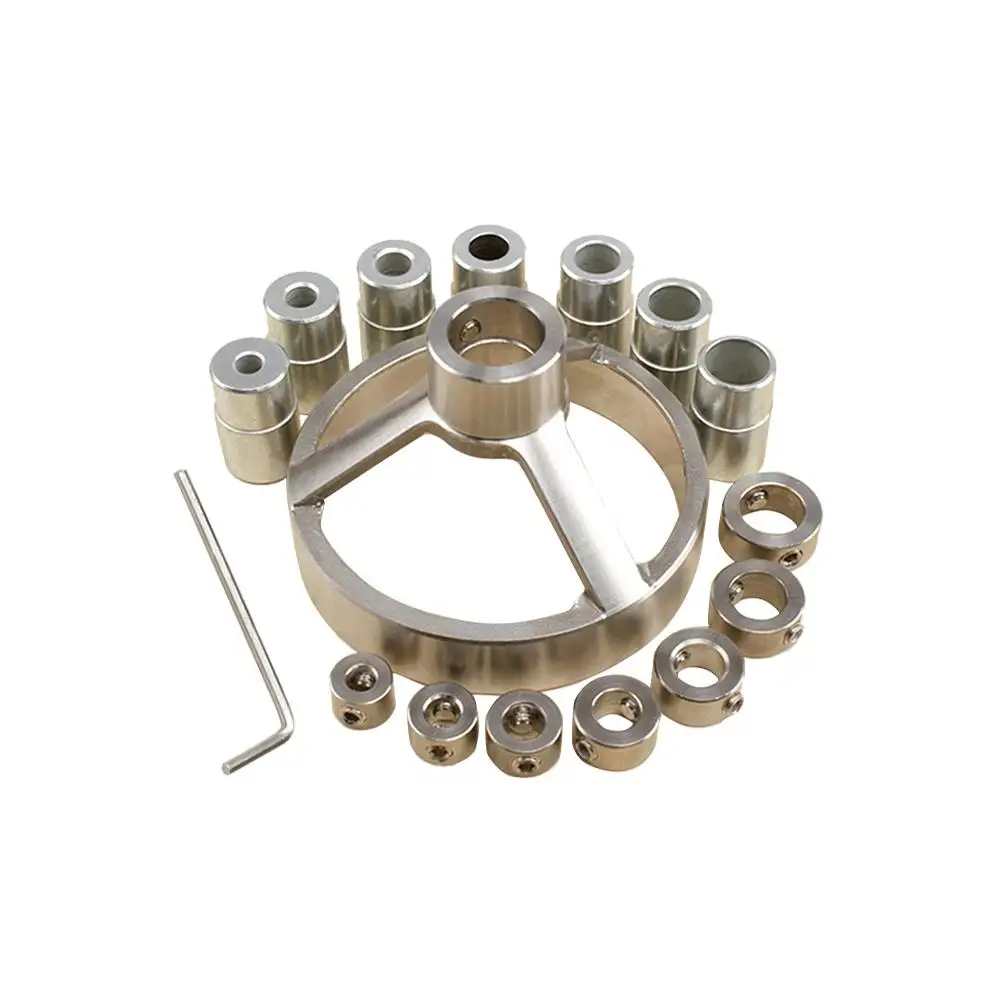 

16 Piece Woodworking Hole Drilling Round Pin Special Drilling Aid Set Stainless Steel Straight Hole Locator Spacing Ring