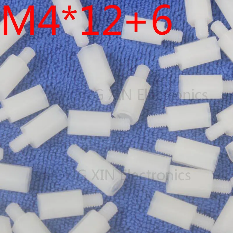 M4*12+6 White 1pcs Nylon Standoff Spacer Standard M4 Plastic Male-Female 12mm Standoff Kit Repair Set High Quality