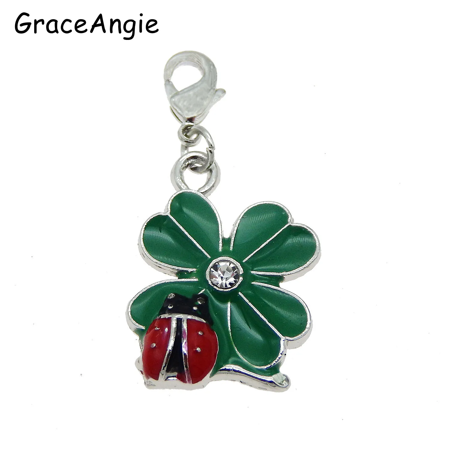 4pcs Enamel Ladybug Leaves Earrings DIY Keychain Earrings Jewelry Making Cute Baby Gift Green Clover With Lobster Clasp