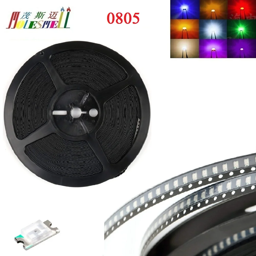 

3000pcs 0805 SMD SMT led Red Yellow Blue Green White Orange Purple Pink Warm white Water clear Super bright led light