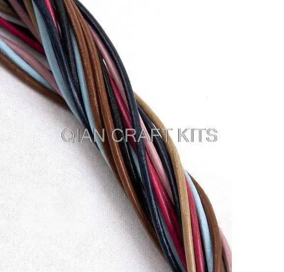 25 yards of Round Metallic Genuine Truly Leather Cord multiple colors (1mm-2.5mm) in dia