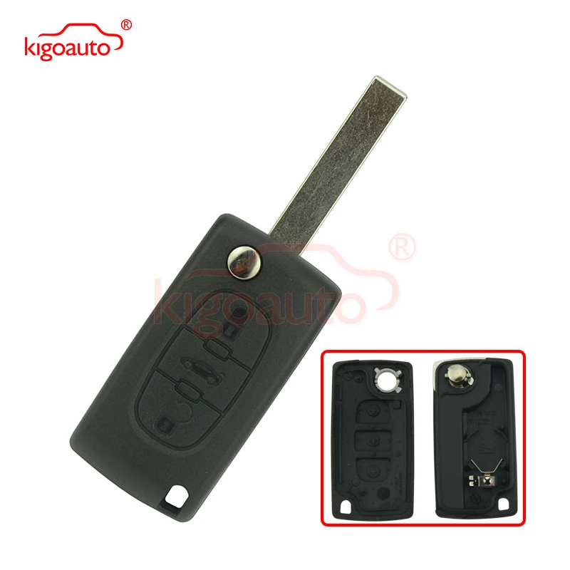 

KIGOAUTO CE0536 Remote Key Case Replacement 3 Button HU83 for Citroen C2 C3 C4 C5 Flip Key Shell for Peugeot 207 307 407 408