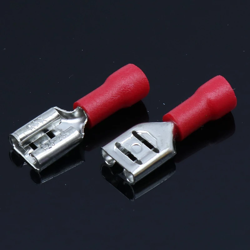 FDD1.25-250 insulating Female Insulated Electrical Crimp Terminal Connectors Cable Wire Connector 100PCS/Pack FDD1-250 FDD