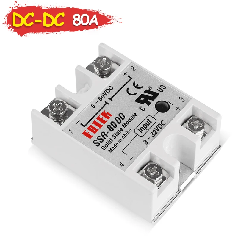 DC-DC 80A 3-32V DC TO 5-60V DC SSR-80DD Solid State Module Relay DC-DC Single Phase SSR 80DD High Quality.