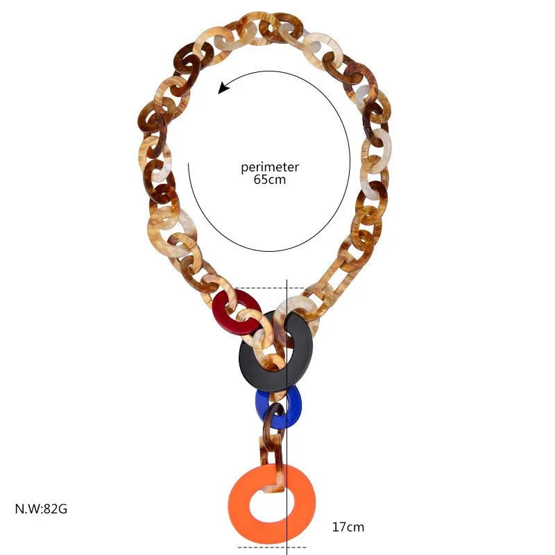 BOJIU New Fashion Long Large Chain Necklaces For Women Boho Brown Turtle Acrylic Necklaces Hot Female Jewelry Accessories NK1006