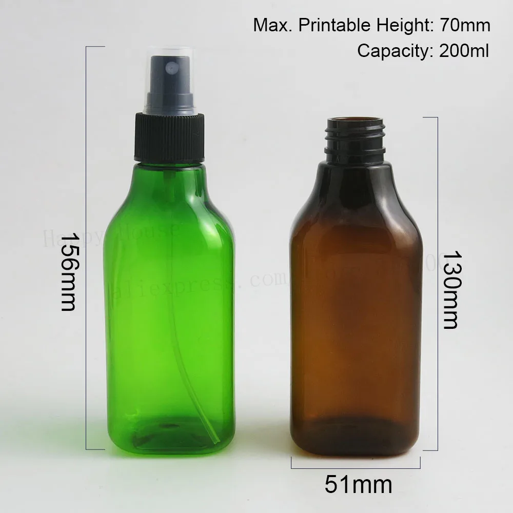 20x200ml bottiglie di profumo Spray per nebbia a spalla inclinata in plastica quadrata ricaricabile contenitori per liquidi vuoti per la cura della pelle