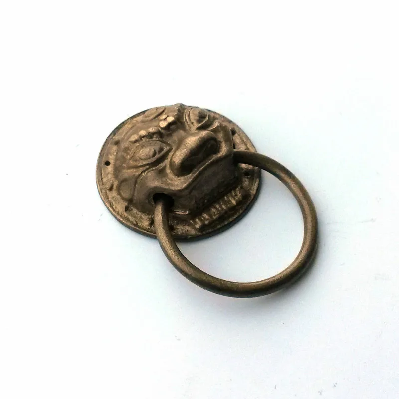 Chinese antique copper fittings knocker copper handle big lion tiger beast head copper shop first hand ring gate