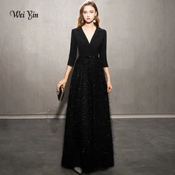 wei yin 2024 Black Evening Dresses Elegant Lace Evening Gowns Long Formal Evening Dress Styles Women Prom Party Dresses WY1248