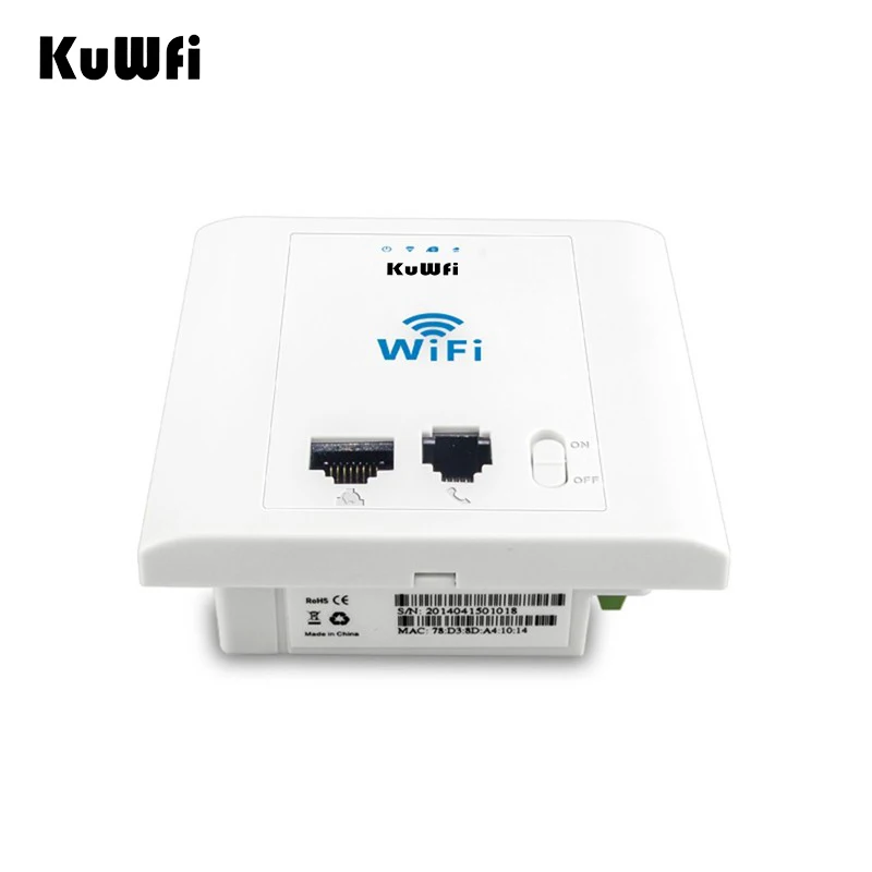 KuWFi 300Mbps In Wall WiFi Access Point Wireless Router with PoE RJ45&RJ11 Port AP Router WiFi Repeater for Hotel Home School