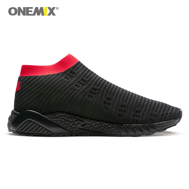 Onemix Men Running Shoes Weaving  Breathable  Light Running Shoes Knitted Vamp For Women Shoes Walking Lightweight Slip Resistan