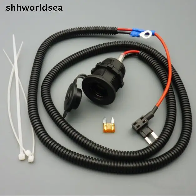 

shhworldsea 1/5/50set mini fuse tap 12V Motorcycle Cigarette Plug Car Boat Tractor Cigarette Lighter Power Socket Plug