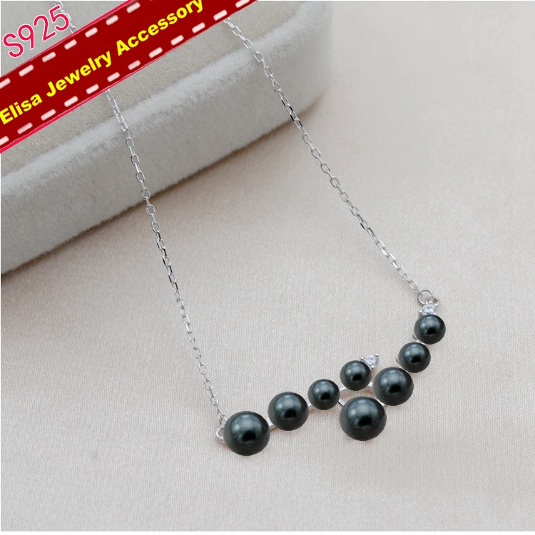 

Multi Pearl Beads Pendant Necklace Fittings S925 Sterling Silver Pendant Chain Components DIY Pearl Accessory 3Pieces/Lot