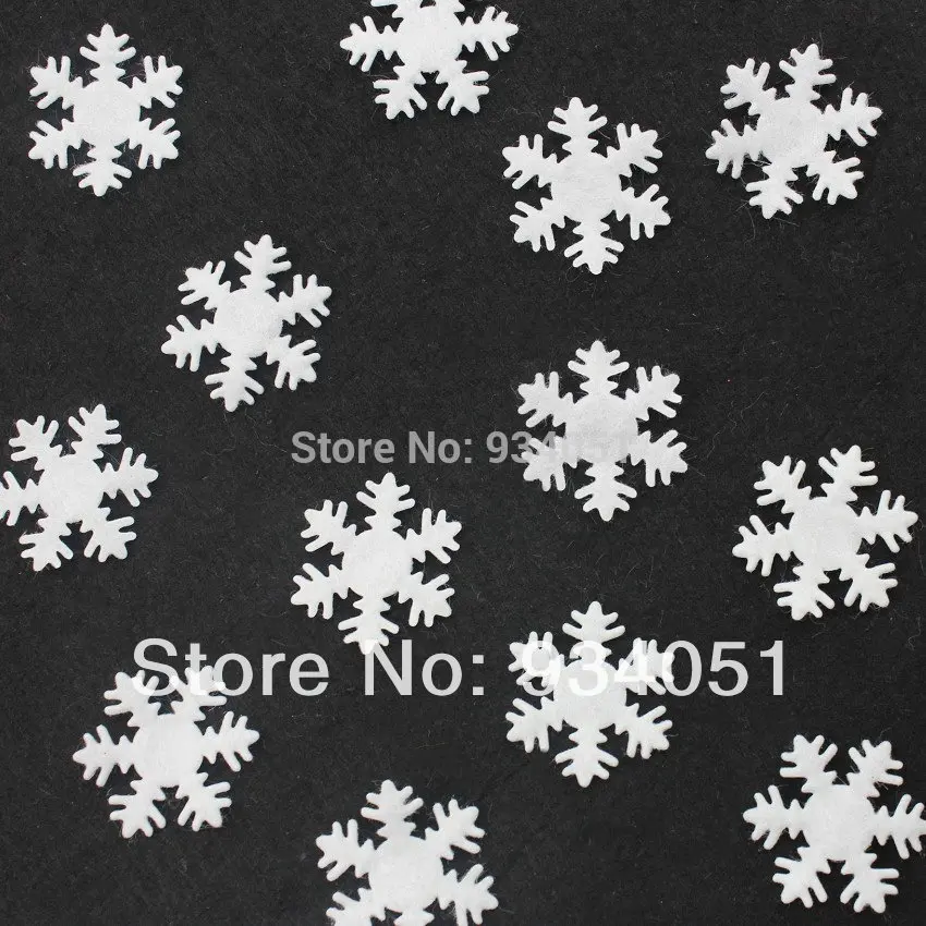 500pcs/lot BIG White Felt Snowflake Patch Non-Woven Fabric Applique Edelweiss 30mm Festival Decor, DIY Works Free Shipping