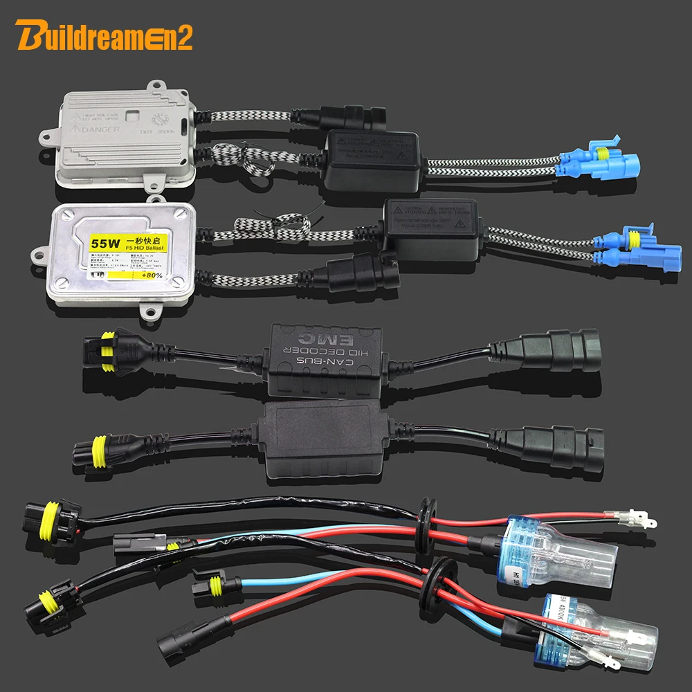 Buildreamen2 55W H3 HID Xenon Kit Anti Flicker Error AC Ballast Lamp Canbus Decoder 3000K 4300K 6000K 8000K Car Light Headlight