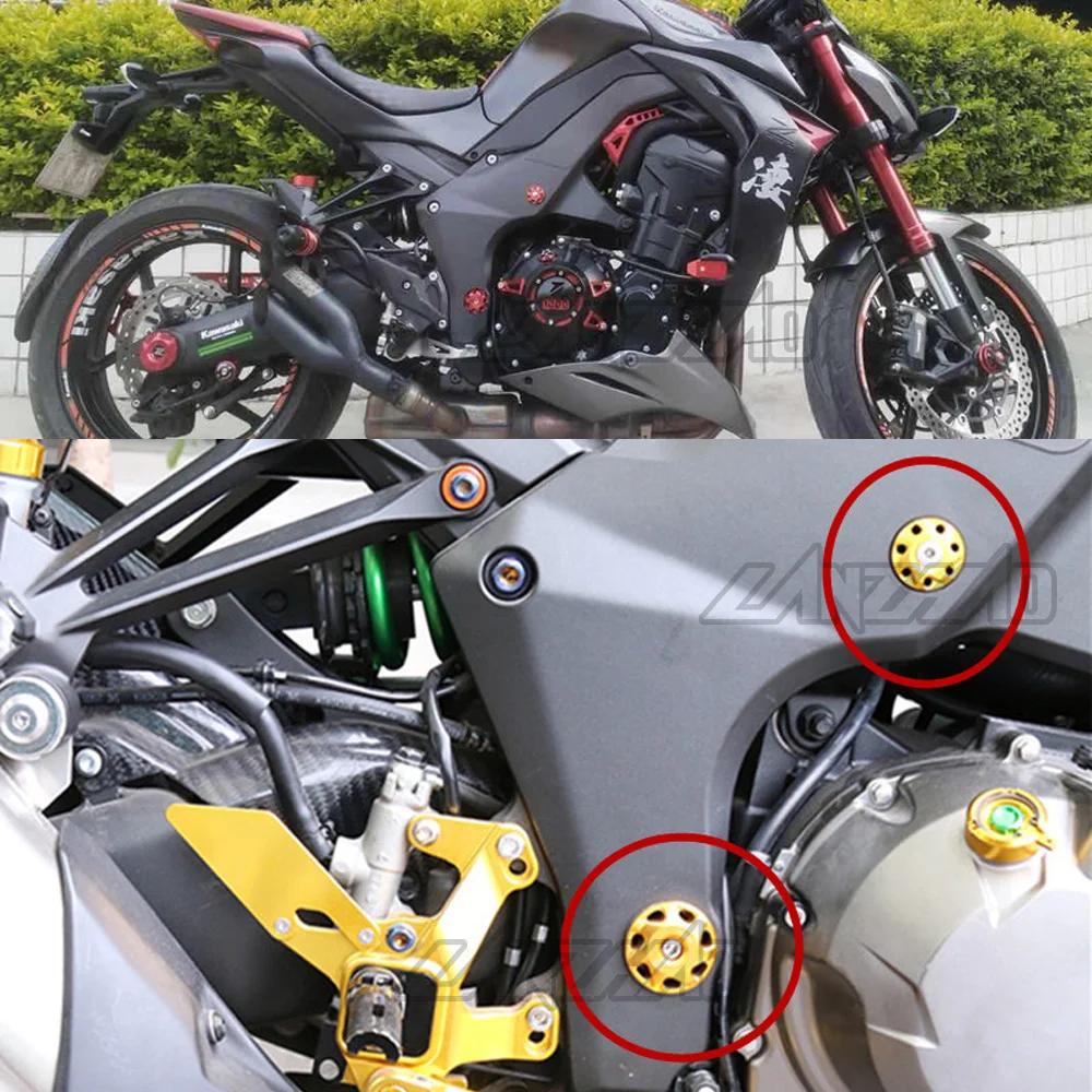 Motorcycle CNC Aluminum Fairing Bolts Frame Hole Caps Screws for Kawasaki Z1000 Z1000SX NINJA 1000 2010 - 2019 2020 2021 2022