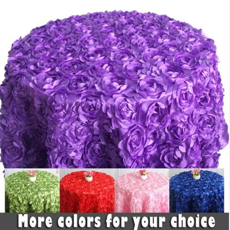 Personalized Custom Size Fashion 3D Rose Flower Round Table Cloth Reception Tablecloth Wedding Banquet Decoration Supplies