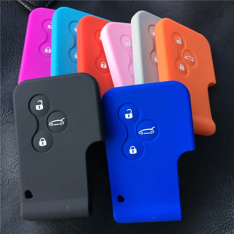 Silicone rubber car key case cover for Renault Megane R.S. Scenic 3 button card key case shell cover