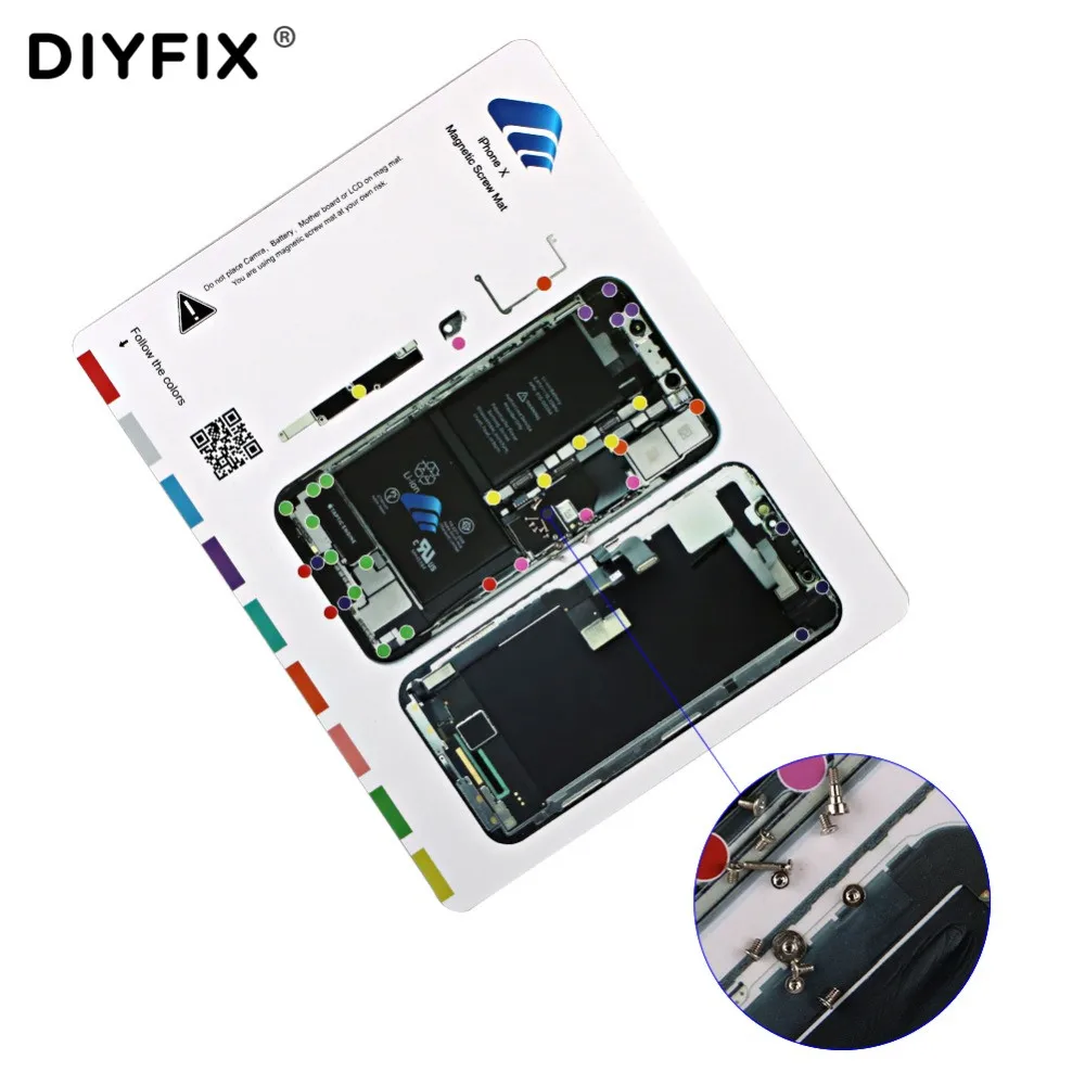 Diyfix esteira de parafuso magnético, 1 peça para iphone x 25*20 cm, guia profissional, ferramentas de reparo de celular