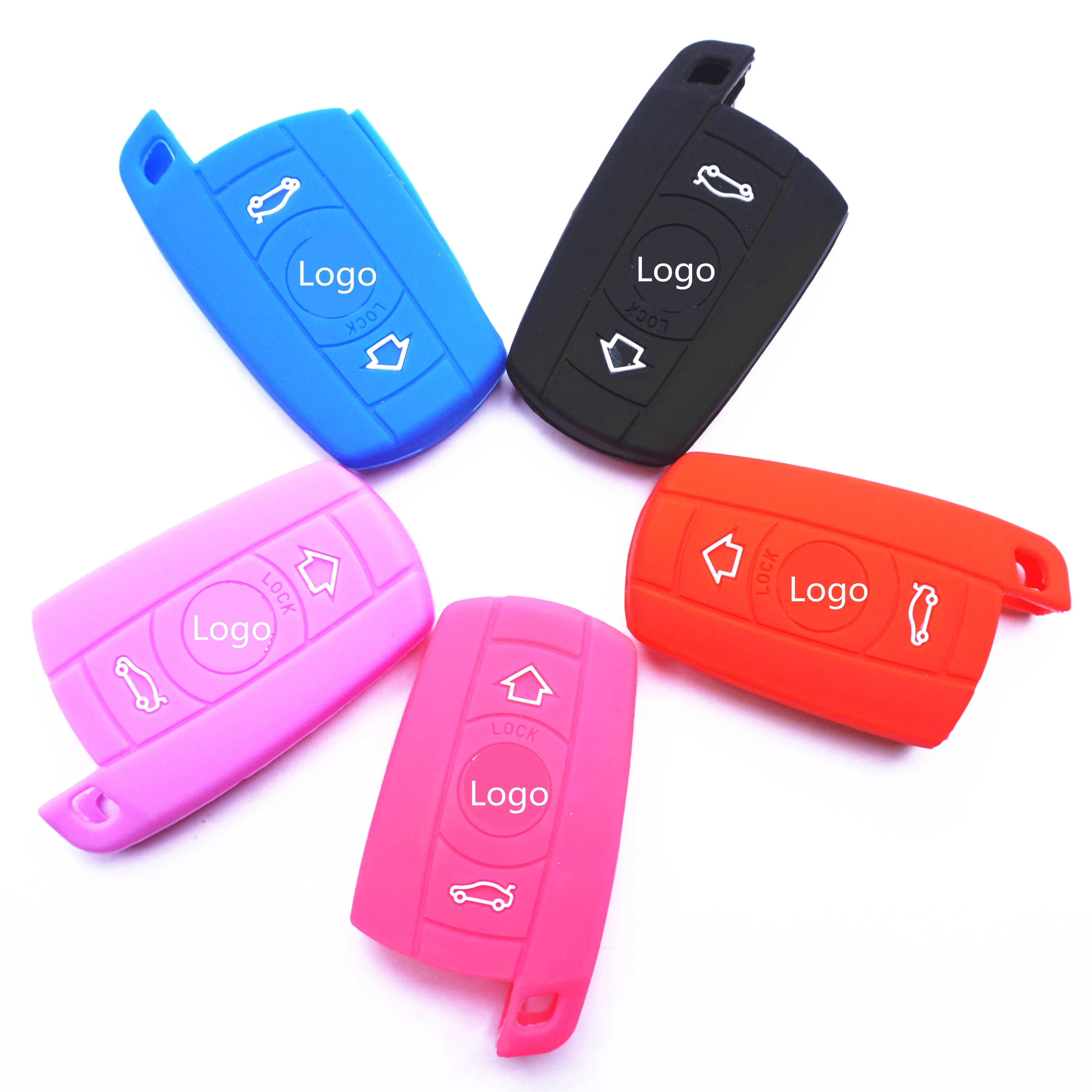 WFMJ Silicone Skin 3 Buttons Key Chain Keyring Cover Bag for BMW 328i 330Ci 330i 335xi 525i 525xi 528i 530i 530xi 535i 545i 550i