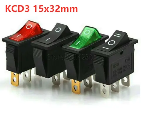 KCD3 로커 스위치, 전원 스위치 리셋 스위치, 16A, 250V, 20A, 125VAC, 2 핀, 3 핀, ON-OFF-ON, 2 위치, 3 위치, KCD3-102/N, 15*32mm