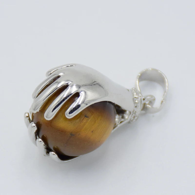 Silver Plated Natural Rose Quartzs Round Ball Tiger eye Stone Beads Both Hands Pendants Palm Women Reiki Chakra Healing Jewelry