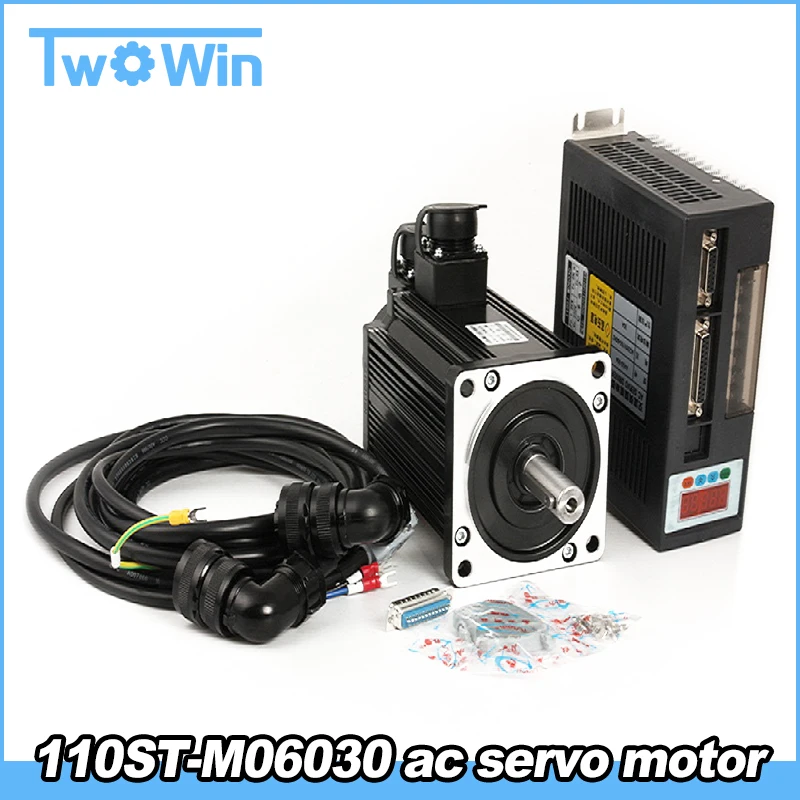 1.8KW AC Servo Motor 6N.M 3000RPM 110ST-M06030 AC Motor +Matched Servo Motor Driver+3M Cable Complete Motor kits High Quality