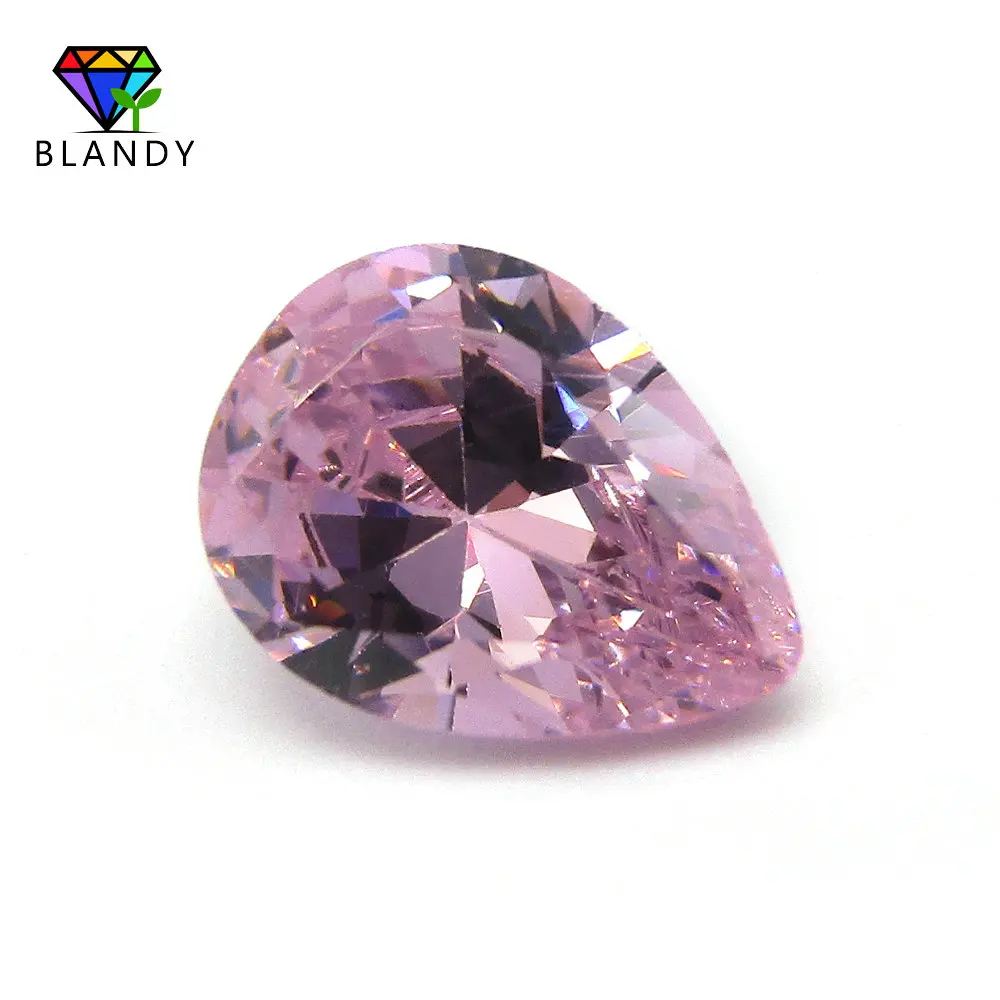 Hot Sale 2x3~13x18mm Pear Shape Pink Color Cubic Zirconia Stone Machine Cut Loose CZ Stone Synthetic Gems For Jewelry Making