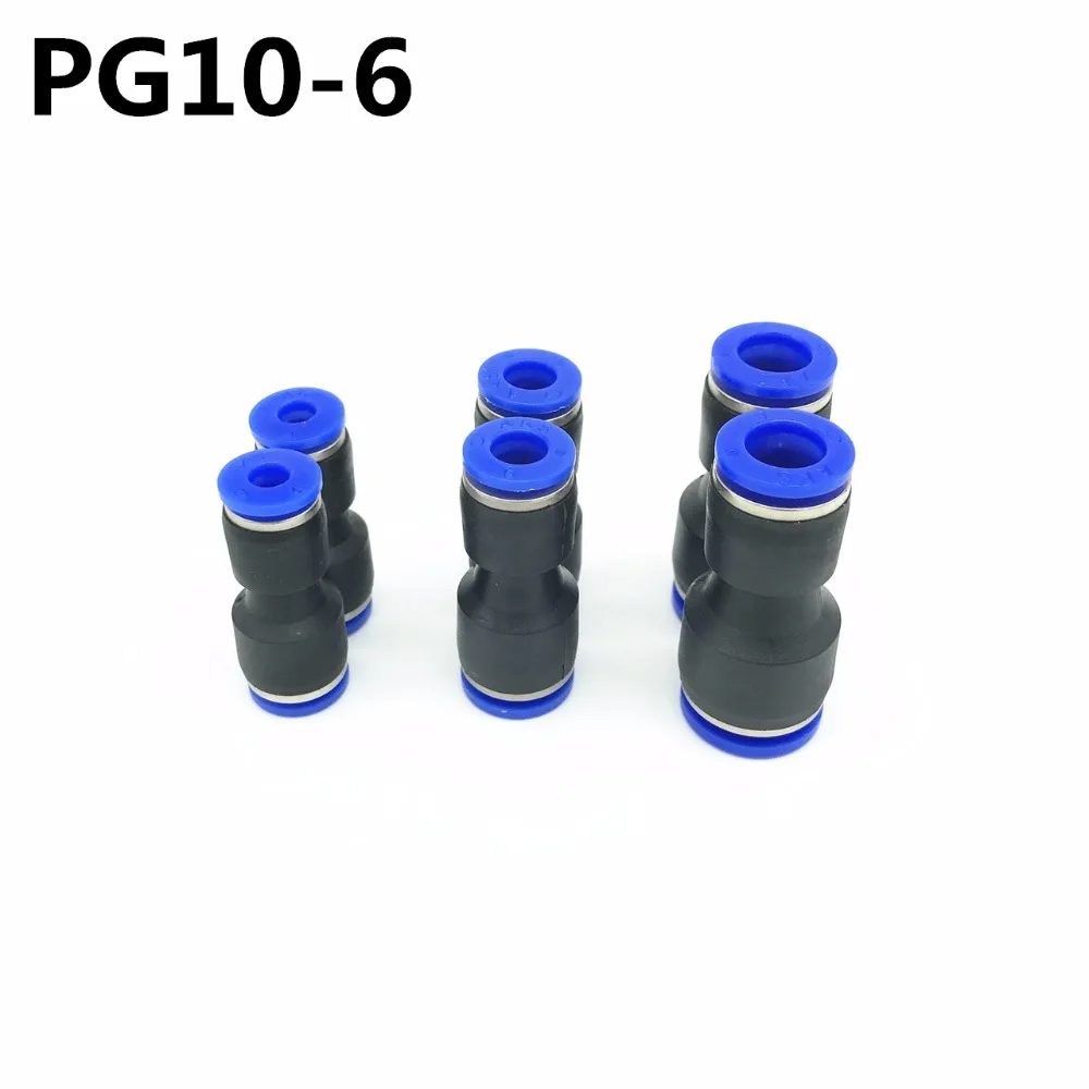 

10Pcs PG10-6 10mm to 6mm Pneumatic Fittings Push In Straight Reducer Connectors For Air Water Hose Plastic Pneumatic Part