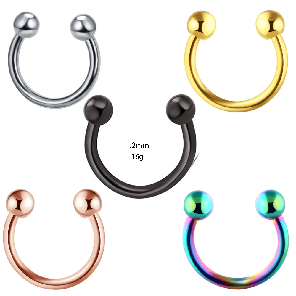 JUNLOWPY 16g 20g Stainless Nose Hoop Ring Circulars Horseshoes Barbell Rings Eyebrow Lip Nose Rings Body Piercing Jewelry 120pcs