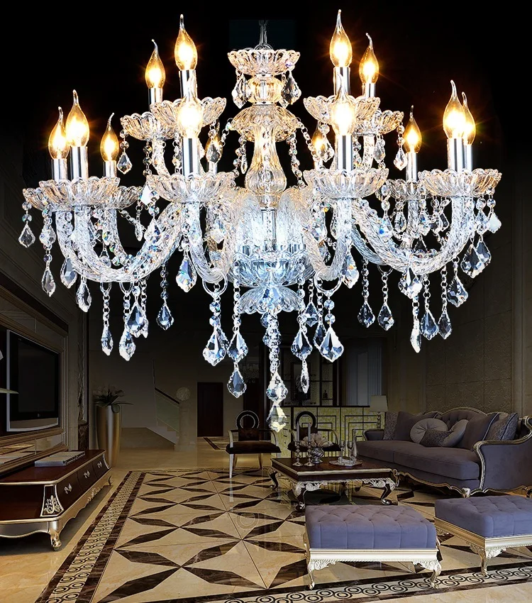 Noble Luxury candle crystal chandelier living room modern luxury crystal lamps Transparent K9 crystal chandelier