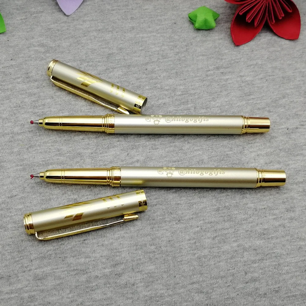 Nice back to school gift for daughter fashion gold pen with gold clip great writing GEL pen blue ink or black ink to choose