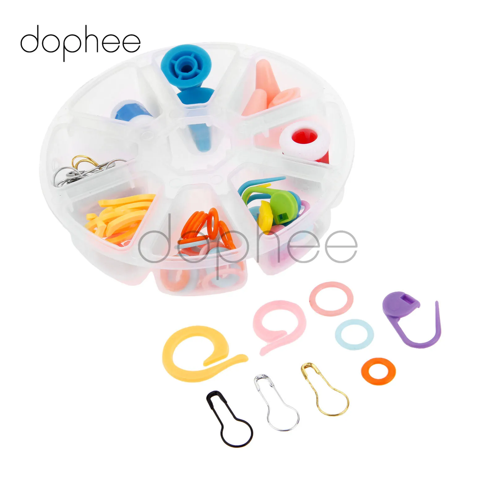 dophee 1set Plastic Knitting Crochet Tool Accessory Set With A Box DIY Needlework Sewing Tools Set