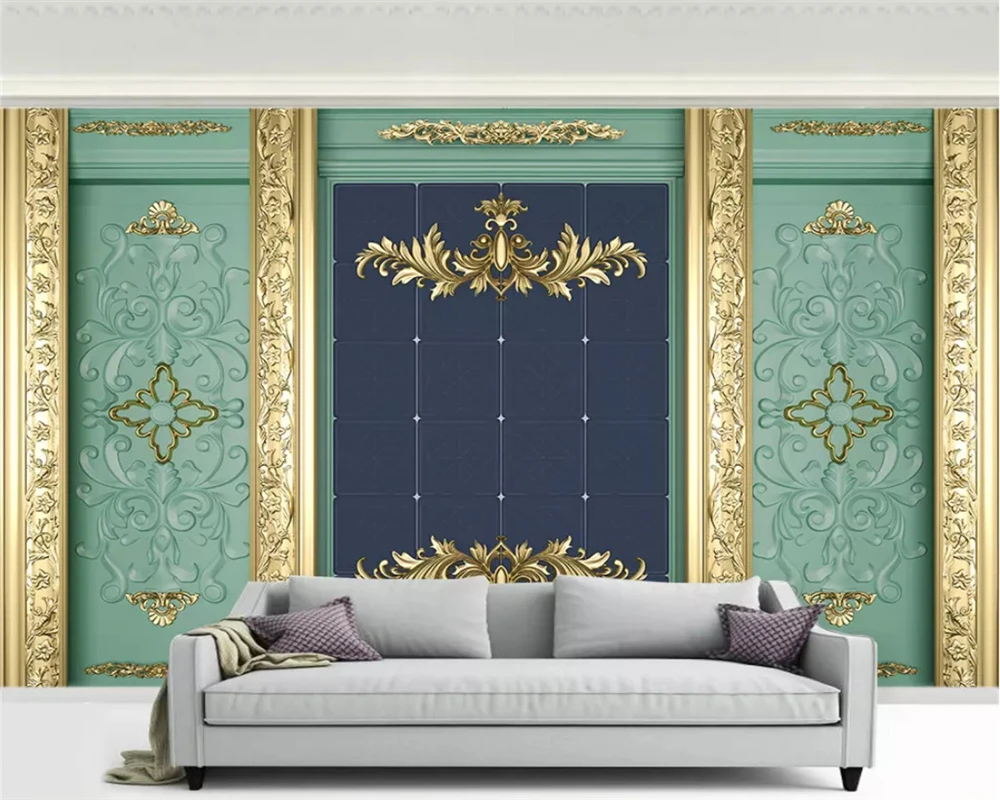 

beibehang Custom fashion decorative painting stereo wallpaper European luxury golden carved background papel de parede tapety