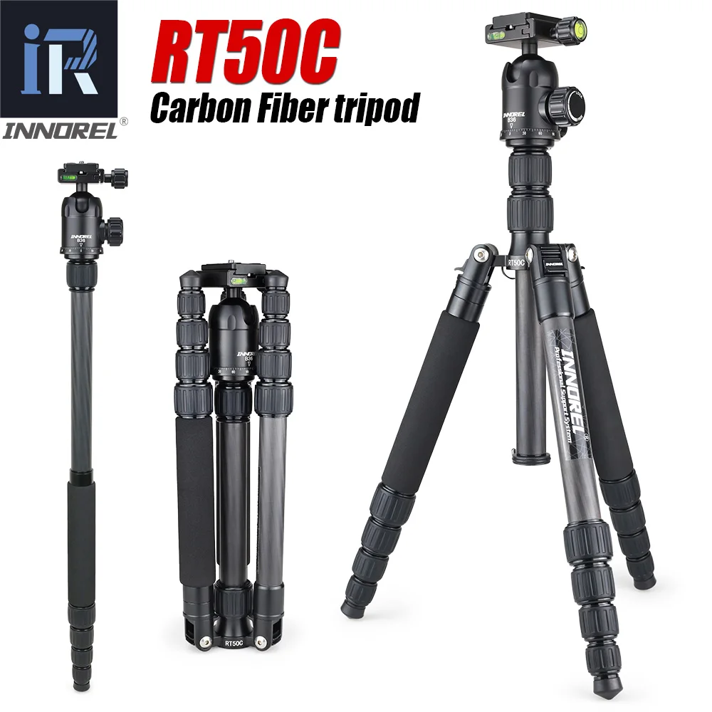 حامل ثلاثي القوائم من ألياف الكربون RT50C monopod لضوء كاميرا dslr حامل محمول مدمج احترافي ثلاثي لـ Gopro أفضل من Q666C