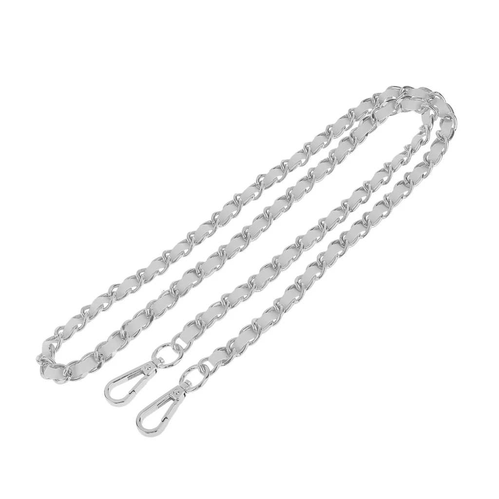 Purse Handbag Handle Shoulder Bag Replacement Chain Bag Strap Silver+White