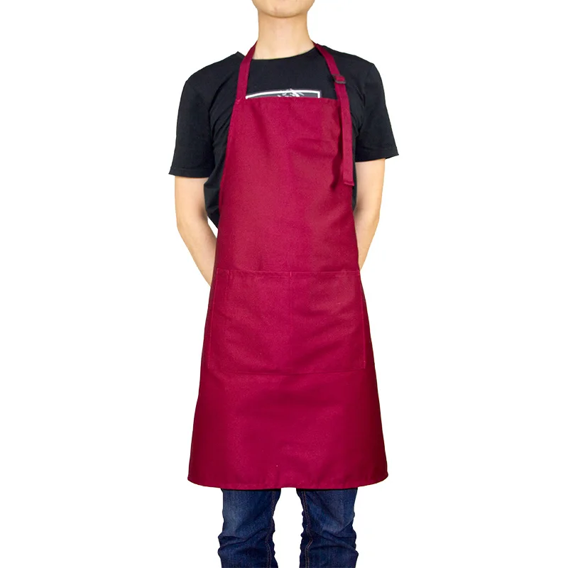 2019 Korean Aprons for Woman Waitressing Apron Dress Adjustable Neck with 2 Pockets 10 Color Long Apron Pinafore