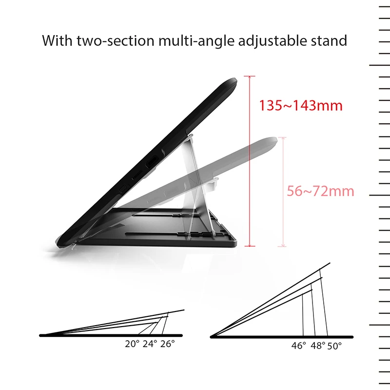 Huion ST-200 Adjustable Muti-angle Stand Metal Foldable Bracket for Graphics Monitor for 15.6 inch