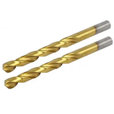 8.6mm Drilling Dia Titanium Plated 2 Flutes Straight Shank Twist Drill Bit 2pcs