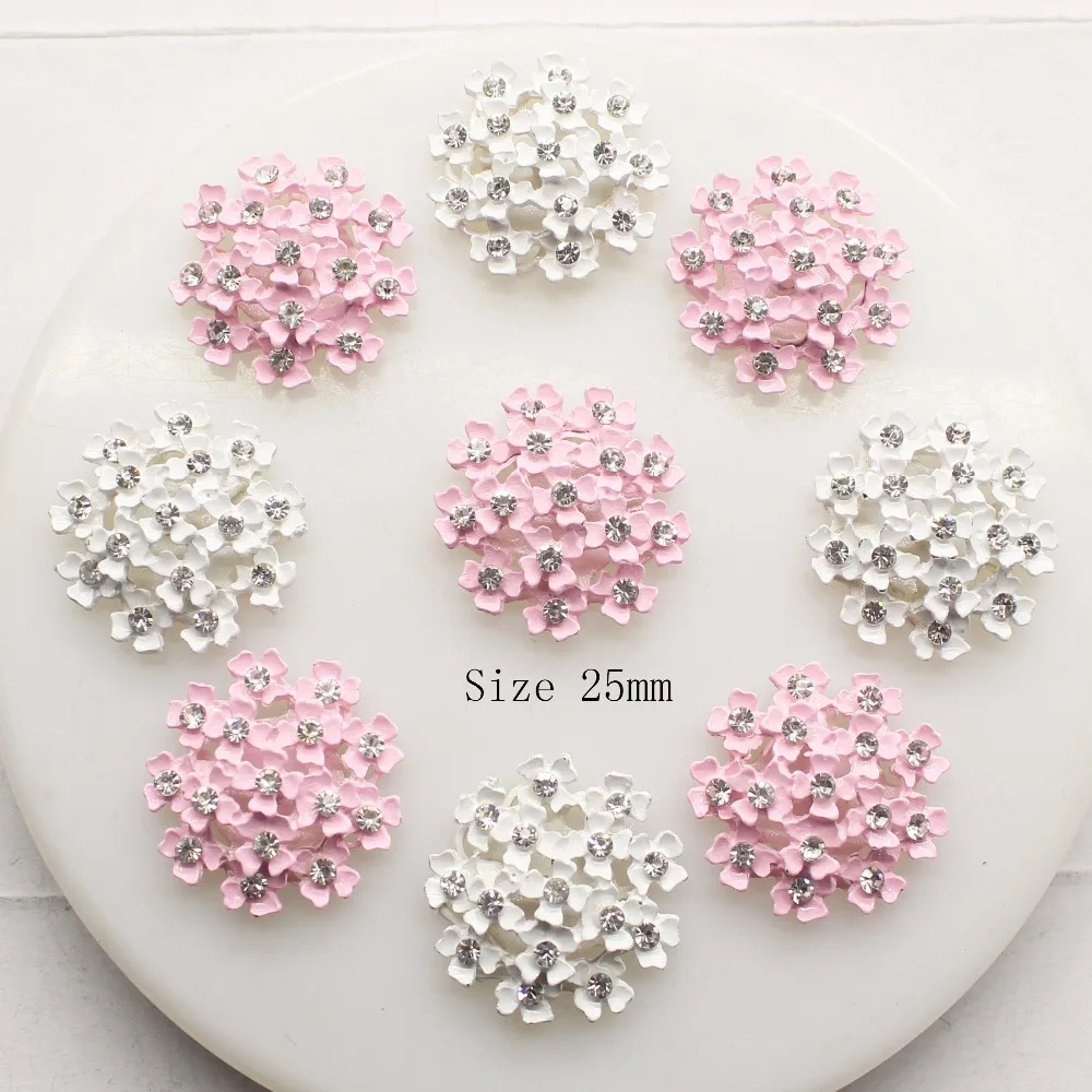 10pcs/LOT 25MM Alloy Button Two Color Special shiny Rhinestone diamond button Wedding Decorative Girl Jewelry Diy hiar accessory